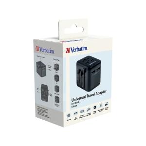 Ladeadapter Universal Travel UTA-01, Anschlüsse für USB Typ-A & Stromstecker schwarz VERBATIM 49543 (0023942495437)