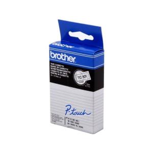 TC101 BROTHER PTOUCH 12mm KLAR-SCHWARZ Schriftband 7,7m laminiert