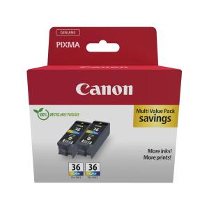 1511B025 CANON CLI36 Pixma Tinte (2) color w/o SEC 2x249Seiten Cardboard