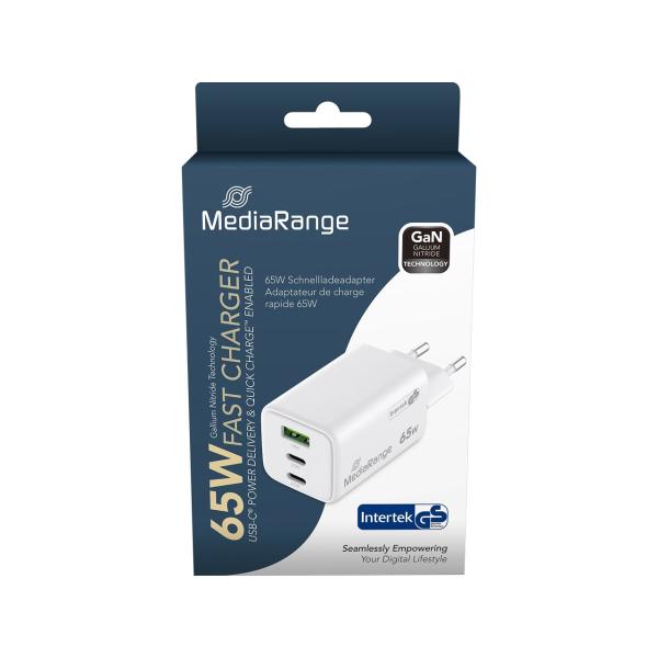 MRMA116-2 MEDIARANGE USB Ladegeraet 65 W USB-A USB-C 1xUSB-A+2x-USB-C weiss