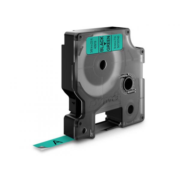 Schriftband D1 Kunststoff laminiert 7 mx9 mm Schwarz Grün DYMO S0720740 (5411313409193)