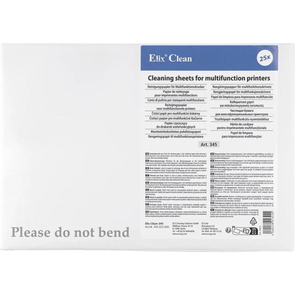 345025 ELIX CLEAN Reinigungsblatt 25 Blatt Kopierer Laser