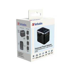 Ladeadapter Universal Travel UTA-04, Anschlüsse für USB Typ-A C & Stromstecker schwarz VERBATIM 49546 (0023942495468)
