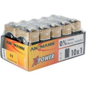 Alkaline Batterie 'X-Power', 9V E-Block, 10er Display ANSMANN 5015711 (4013674003990)