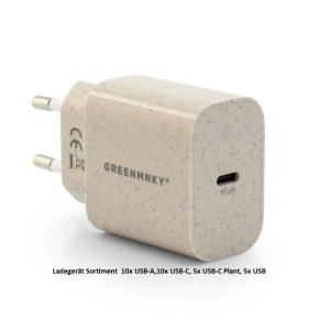 Green MNKY Ladegerät Box 10 Stück USB A 10 Stück USB-C 5 Stück USB-C (Plant Straw) 5 Stück USB ZB.CS.1 (4251772520050)