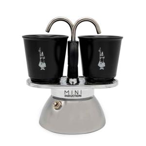 Bialetti Espressokocher Set Mini Induktion 2 Tassen + 2 Gläser schwarz 7310 (8006363036009)