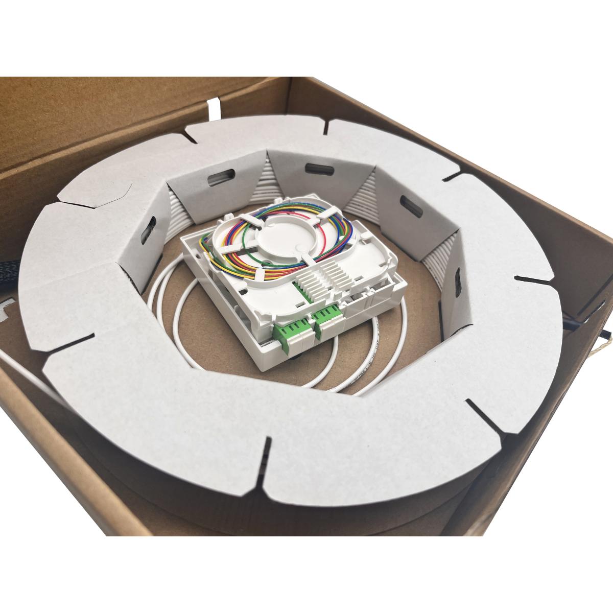 helos FTTH-Anschlussset, beidseitig mit 4 LC-APC-Steckern vorkonfektioniert, 20m - Bild 1 von 2