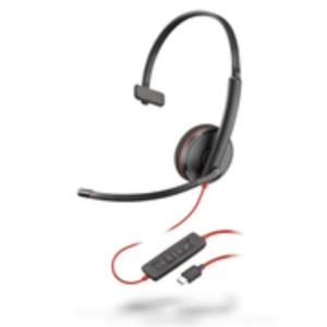 HP Poly Blackwire C3210 USB-C/ A Mono Schnurgebundenes UC-Headset mit USB-C un A Adapter Verbindung, monaural 8X214A6 (0