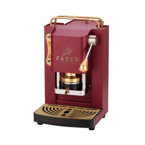 Faber Pro Deluxe Cherry Red & Messing ESE Pad Espressomaschine PROCHERRYBASOTTELE (8059513691412)