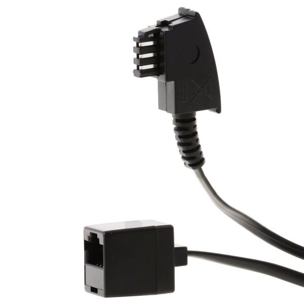 helos Adapter TAE F Stecker / 8P4C Buchse RJ45, schwarz, lose 71035 (4005938141494)