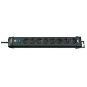 Brennenstuhl Premium-Line 8-fach schwarz, 3 m Steckdosenleiste 8-fach schwarz 3 m H05VV-F 3G1,5, Mit Schalter 1951180100