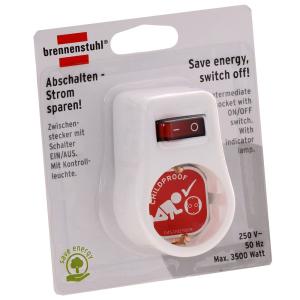 Brennenstuhl Steckdosen-Adapter mit Schalter, weiß 1508070 (4007123117314)