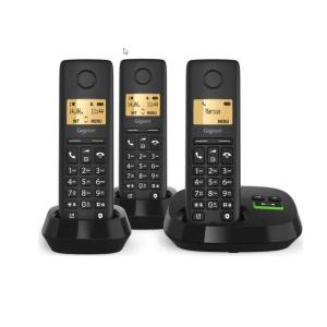 Gigaset PURE 100 AM Trio schwarz Schnurlostelefon mit AB Int.Ware inkl. zwei zusätzliche Mobilteile L36852-H3125-R111 (4