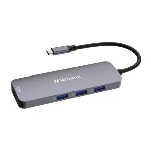 Multiport-Hub CMH-08, 8 Port USB-C Pro grau schwarz VERBATIM 32151 (0023942321514)