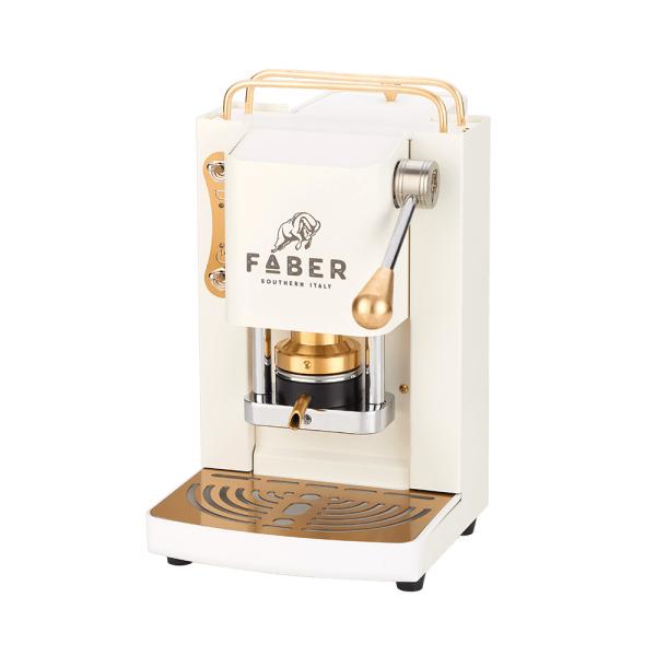 Faber Pro Mini Deluxe ESE Pad Espressomaschine Pure White Messing PROMINIWHITEBASOTT (8059513692563)