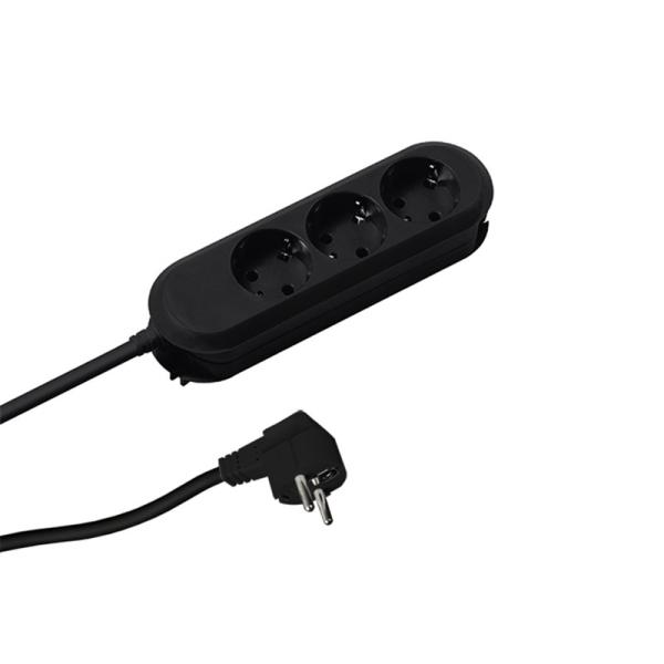 Bachmann Steckdosenleiste SMART 3-fach, schwarz 3,0m, ohne Schalter 387.171 (4016514003846)