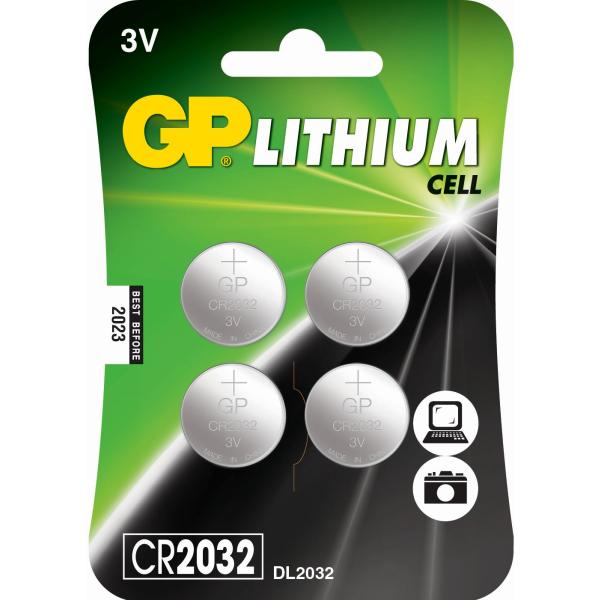 GP Lithium Knopfzelle CR2032 3V 4er Blister passend für Apple AirTag GPCR2032STD381C4 (4891199162381)