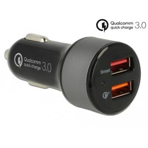 Navilock Adapter USB DC 12-24V KFZ > 2 x USB Quickcharge 3.0 inkl. Smartcharge für Zigarettenanzünder 62739 (40436196273