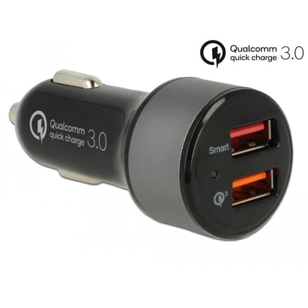 Navilock Adapter USB DC 12-24V KFZ > 2 x USB Quickcharge 3.0 inkl. Smartcharge für Zigarettenanzünder 62739 (40436196273