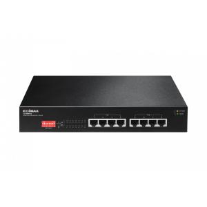 Edimax 8 Port Gigabit Switch + PoE 19" 8-Port Gigabit Ethernet Switch,mit 8 PoE Ports(Lüfterlos) GS-1008P V2 (4717964701
