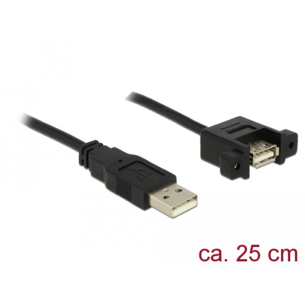 Delock Kabel USB 2.0 A Stecker > USB 2.0 A Buchse zum Einbau 0,25
