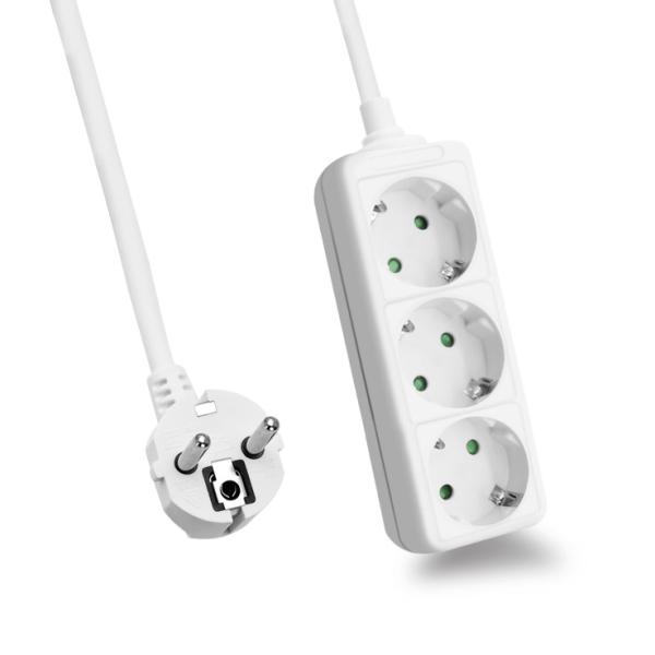 helos Steckdosenleiste CLASSIC, 3-fach, weiß, 3,0m, ohne Schalter 262788 (4005938627882)