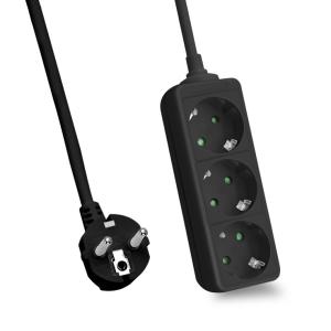 helos Steckdosenleiste CLASSIC, 3-fach, schwarz, 5,0m, ohne Schalter 262802 (4005938628025)