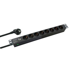 helos 19" Steckdosenleiste PROFESSIONAL, 8-fach, schwarz, 2,0m, ohne Schalter 262834 (4005938628346)