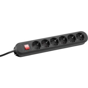 Bachmann Steckdosenleiste SMART 6-fach, schwarz 3,0m, mit Schalter 381.151K (4016514008025)