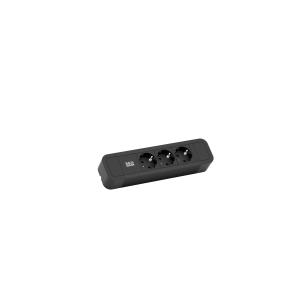 Bachmann Steckdosenleiste PRIMO 2 ALU, 3-fach, schwarz, 2,0m, ohne Schalter 350.007 (4057298095962)