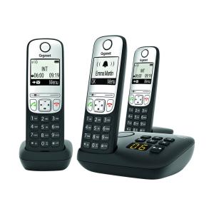 Gigaset A690A Trio int. schwarz mit Anrufbeantworter, inkl. dt. Anschlusskabel, INTERNATIONALE VERSION L36852-H2830-C111