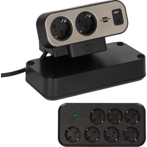 Steckdosenleisten estilo Duplex+Schalter 9-fach USB schwarz silber BRENNENSTUHL 1153580210 (4007123682171)