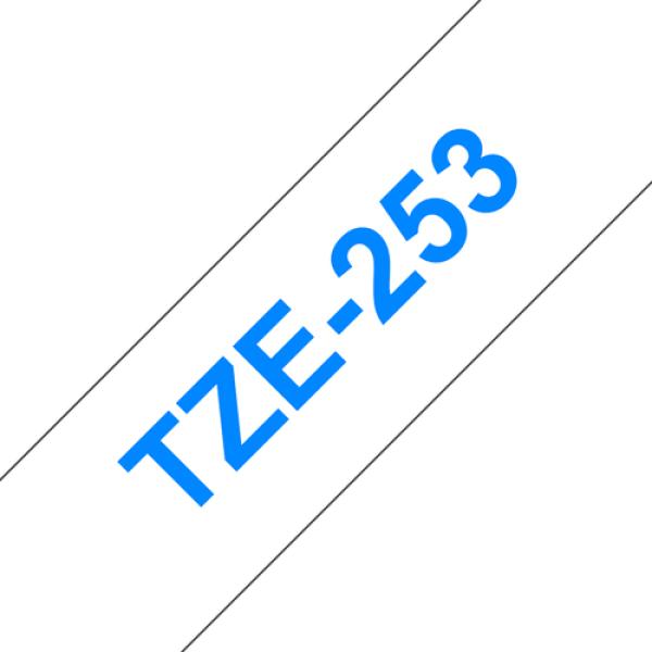 TZe-253 Schriftbandkassette laminiert 24 mmx8 m blau auf weiß BROTHER TZE253 (4977766685498)