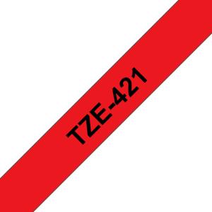 TZe-421 Schriftbandkassette laminiert 9 mmx8 m schwarz auf rot BROTHER TZE421 (4977766685887)