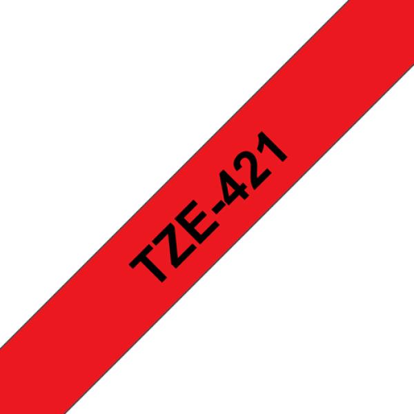 TZe-421 Schriftbandkassette laminiert 9 mmx8 m schwarz auf rot BROTHER TZE421 (4977766685887)