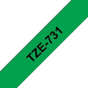 TZE-731 GRUEN/SCHW LAM. 12MM (8M) BROTHER BESCHRIFTUNGSBAND TZE731 (4977766691352)