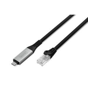 USB 3.2 Ethernet-Kabel, USB-C - RJ45 Stecker, 2, 0 m DIGITUS AK-300601-020-S (4016032502029)
