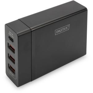 Charger 72W 1xUSB-C 20V/3A 3x USB-A 5V/2.4A DIGITUS schwarz DA-10195