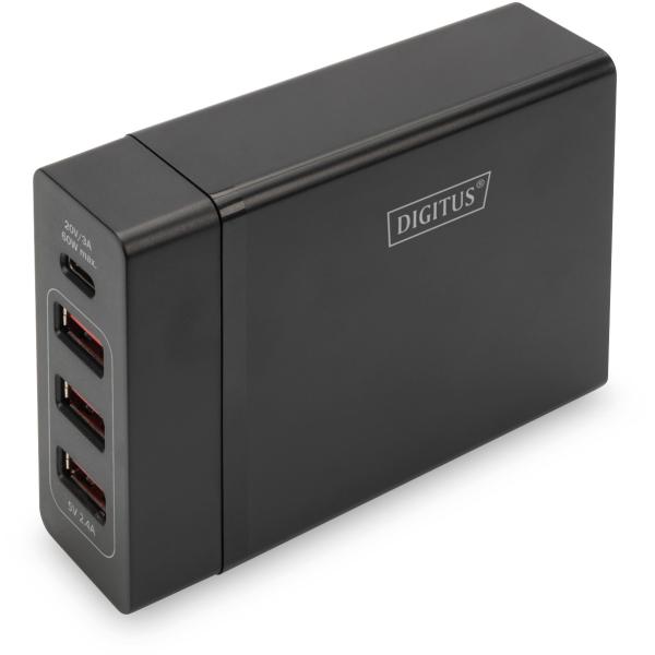 Universal USB Lade-Adapter, 4-Port, schwarz DIGITUS DA-10195 (4016032448105)