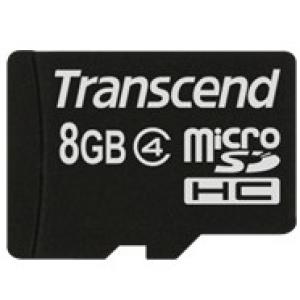 CARD microSD Card 8GB Transcend SDHC Class4 (ohne Adpater) TS8GUSDC4