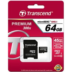 CARD microSD Card 64GB Transcend SDXC Class10 w/adapter TS64GUSDXC10