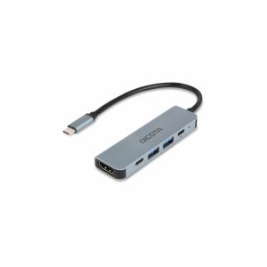 D Dicota USB-C 5-in-1 Video Hub 4K PD 100W silver D32060