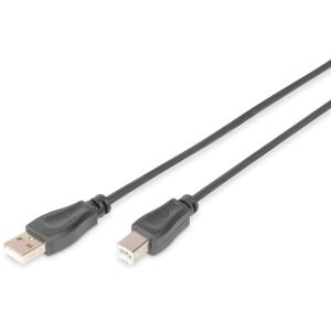DIGITUS USB 2.0 Anschlusskabel. USB A auf USB-B. 3.0m sw DB-300105-030-S