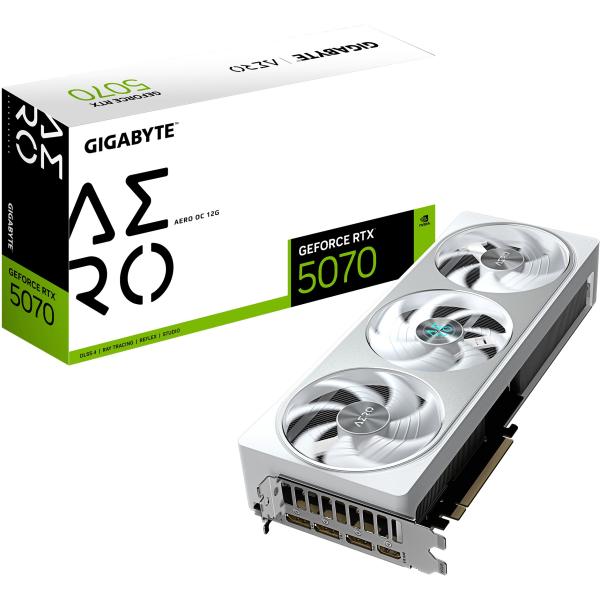 RTX 5070 12GB Gigabyte Aero OC GDDR7 3 Fan white GV-N5070AERO OC-12GD