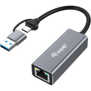 Equip Adapter USB-C -> RJ45 10/100/1000/2500 Mbps + USB-A 133495