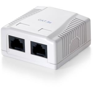 Equip Aufputzdose Cat5e 2xRJ45 UTP Premium RAL 9010 Reinweiß Polybeutel 235112