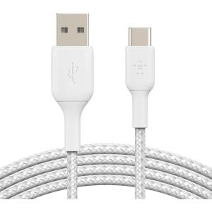 Belkin USB-C/USB-A Kabel ummantelt, 2m, weiß CAB002bt2MWH