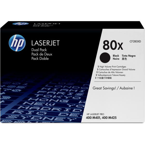 Toner 80X für LaserJet Pro 400, schwarz, HC, DP hp CF280XD (0886112379643)