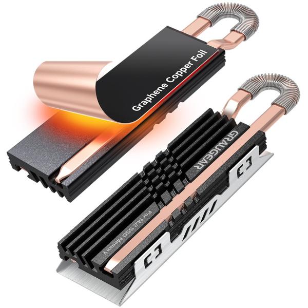 GRAUGEAR Heatpipe Kühlkörper SSD M.2 NVMe 2280 Graphen-Kupfe G-M2HS07-GC