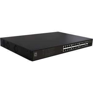 Switch 24x GE GEP-2821 2xGE 2xGSFP 19" 390W 24xPoE+